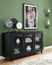 Rowanbeck Dining Table and 4 Chairs with Dining Server in Black from Ashley - Luna Furniture