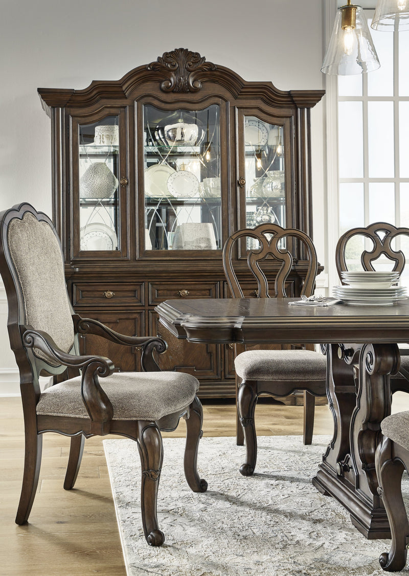Maylee Dark Brown Dining Table, 6 Chairs and Bench from Ashley - Luna Furniture