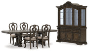 Maylee Dining Table and 8 Chairs with Storage in Dark Brown from Ashley - Luna Furniture
