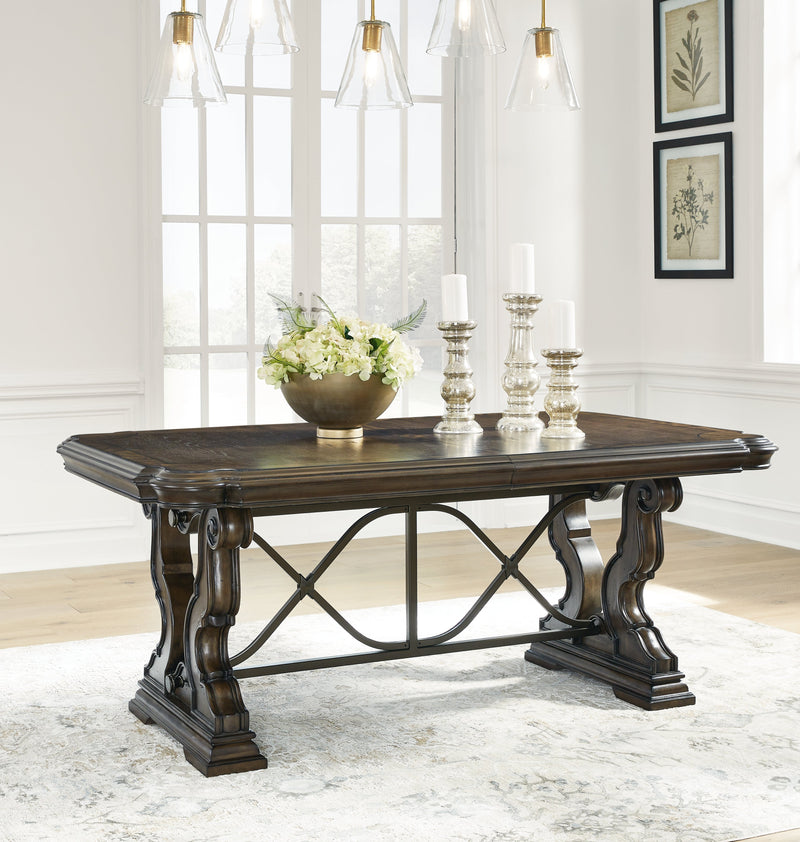Maylee Dark Brown Dining Table, 6 Chairs and Bench from Ashley - Luna Furniture