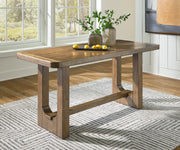 Cabalynn Counter Height Dining Table and 6 Barstools with Storage in Light Brown from Ashley - Luna Furniture