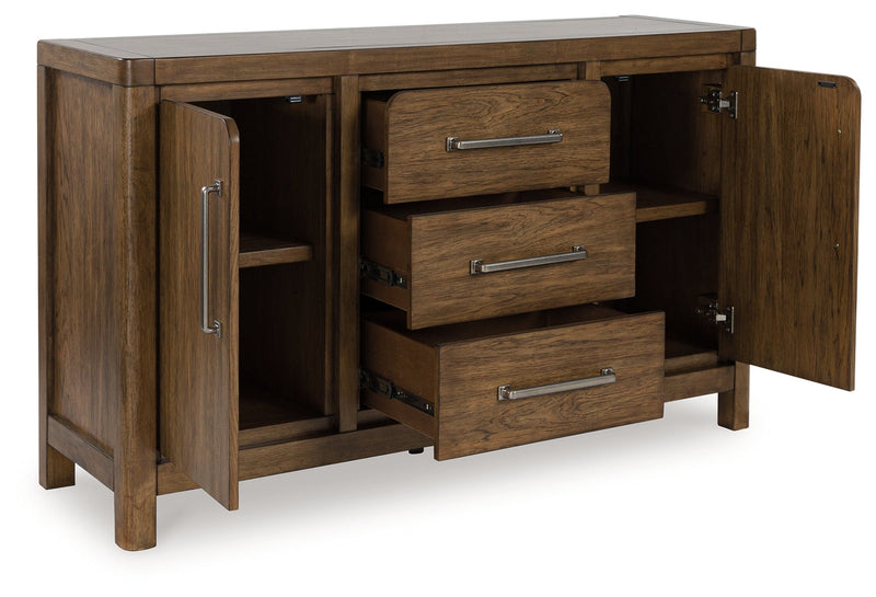 Cabalynn Counter Height Dining Table and 6 Barstools with Storage in Light Brown from Ashley - Luna Furniture