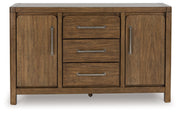 Cabalynn Counter Height Dining Table and 6 Barstools with Storage in Light Brown from Ashley - Luna Furniture