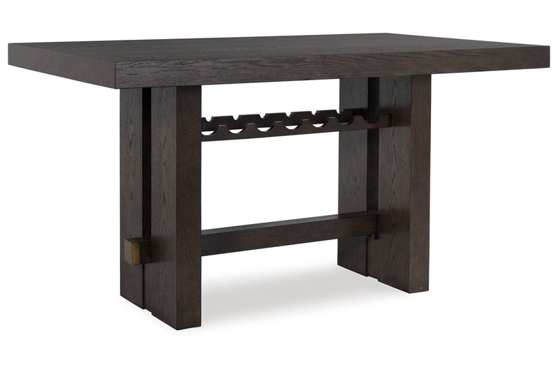 Burkhaus Dark Brown Counter Height Dining Table and 6 Barstools -  Ashley - Luna Furniture
