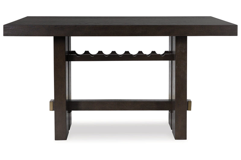 Burkhaus Dark Brown Counter Height Dining Table and 6 Barstools -  Ashley - Luna Furniture