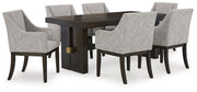 Burkhaus Dining Table and 6 Arm Chairs from Ashley - Luna Furniture