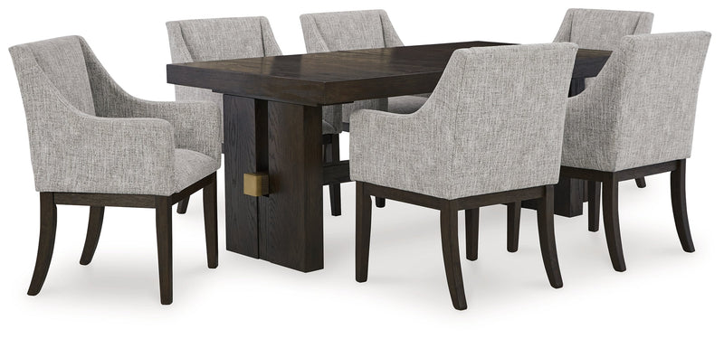 Burkhaus Dining Table and 6 Arm Chairs from Ashley - Luna Furniture