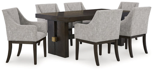 Burkhaus Dining Table and 6 Arm Chairs from Ashley - Luna Furniture