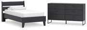 Socalle Twin Panel Platform Bed and Dresser from Ashley - Luna Furniture