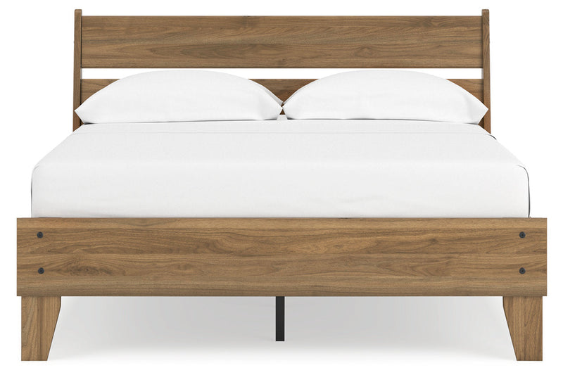 Deanlow Honey Full Platform Panel Bed -  Ashley - Luna Furniture