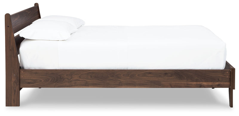 Calverson Mocha Queen Panel Platform Bed with Dresser and Nightstand from Ashley - Luna Furniture