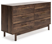 Calverson Mocha Queen Panel Platform Bed with Dresser and Nightstand from Ashley - Luna Furniture