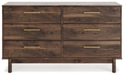 Calverson Mocha Queen Panel Platform Bed with Dresser and Nightstand from Ashley - Luna Furniture