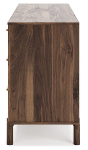 Calverson Mocha Queen Panel Platform Bed with Dresser and Nightstand from Ashley - Luna Furniture