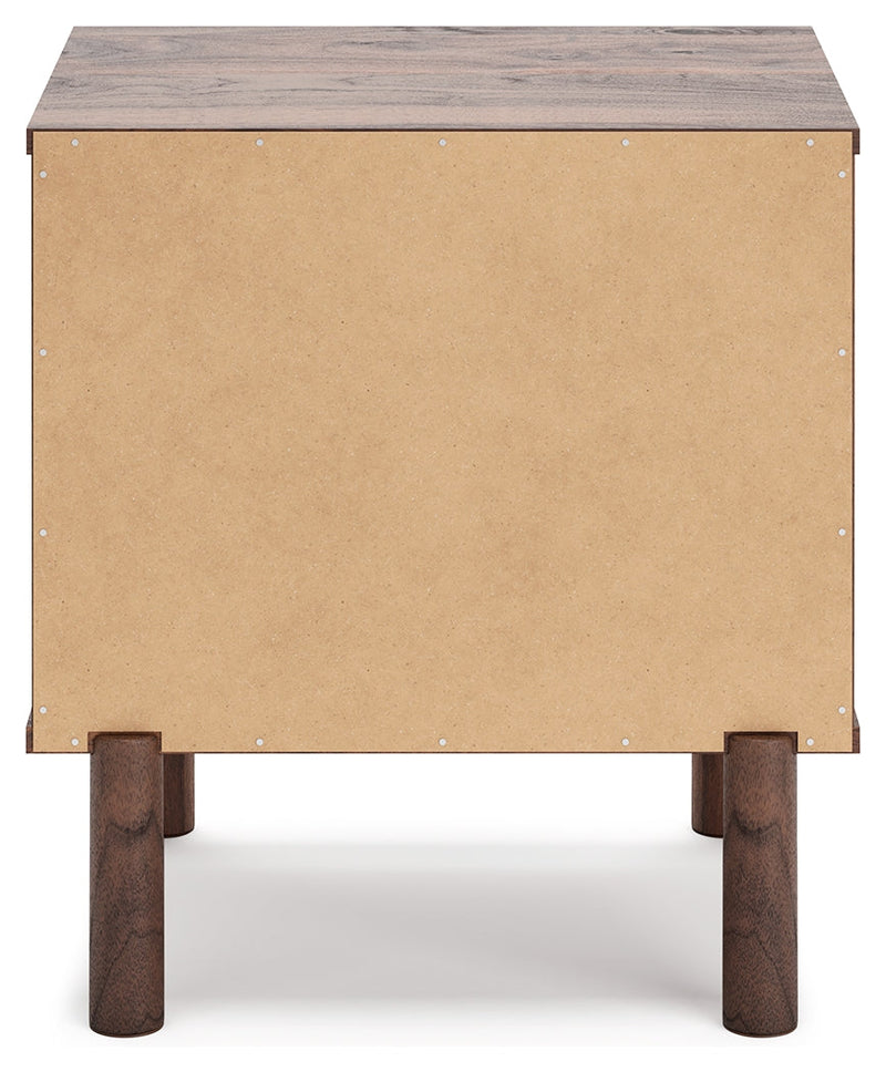 Calverson Mocha Queen Panel Platform Bed with Dresser and Nightstand from Ashley - Luna Furniture