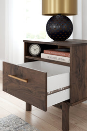 Calverson Mocha Queen Panel Platform Bed with Dresser and Nightstand from Ashley - Luna Furniture