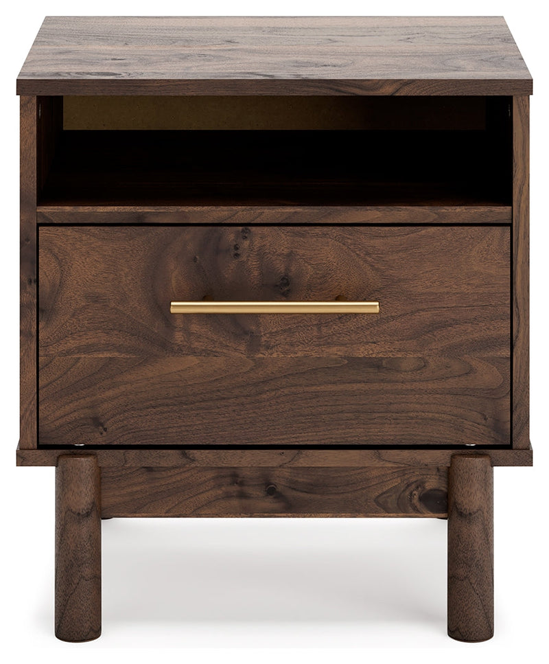 Calverson Mocha Queen Panel Platform Bed with Dresser and Nightstand from Ashley - Luna Furniture