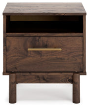 Calverson Mocha Queen Panel Platform Bed with Dresser and Nightstand from Ashley - Luna Furniture