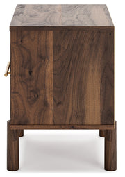Calverson Mocha Queen Panel Platform Bed with Dresser and Nightstand from Ashley - Luna Furniture