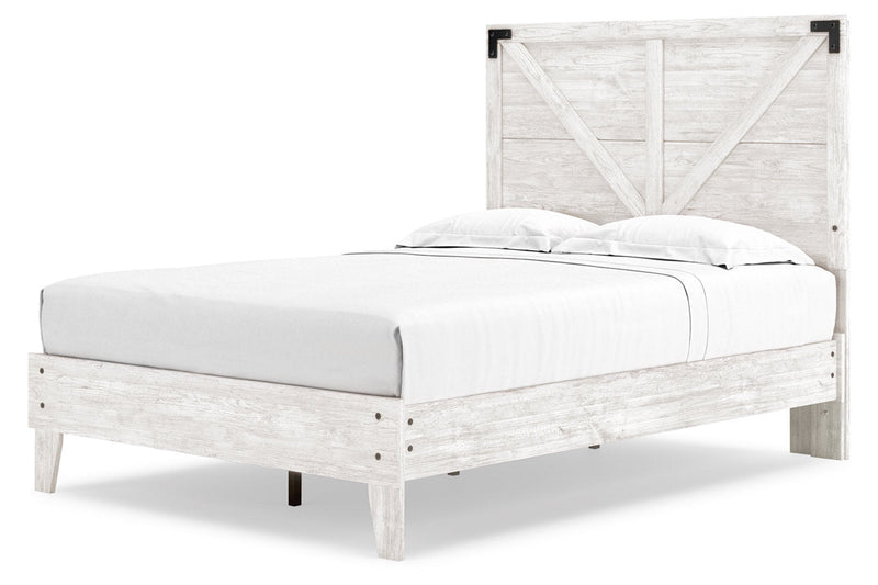 Shawburn White/Dark Charcoal Gray Full Crossbuck Panel Platform Bed from Ashley - Luna Furniture