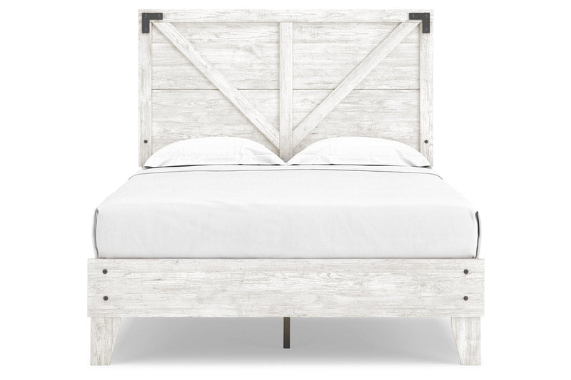 Shawburn White/Dark Charcoal Gray Full Crossbuck Panel Platform Bed from Ashley - Luna Furniture