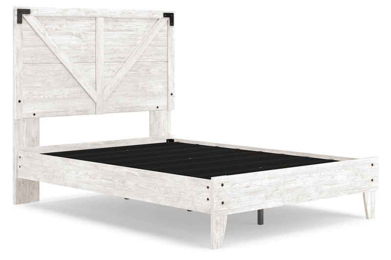 Shawburn White/Dark Charcoal Gray Full Crossbuck Panel Platform Bed from Ashley - Luna Furniture