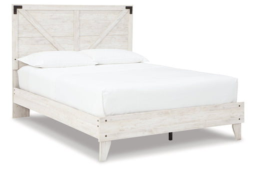 Shawburn White/Dark Charcoal Gray Queen Crossbuck Panel Platform Bed from Ashley - Luna Furniture