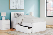 Onita White Twin Panel Platform Bed with 1 Side Storage -  Ashley - Luna Furniture