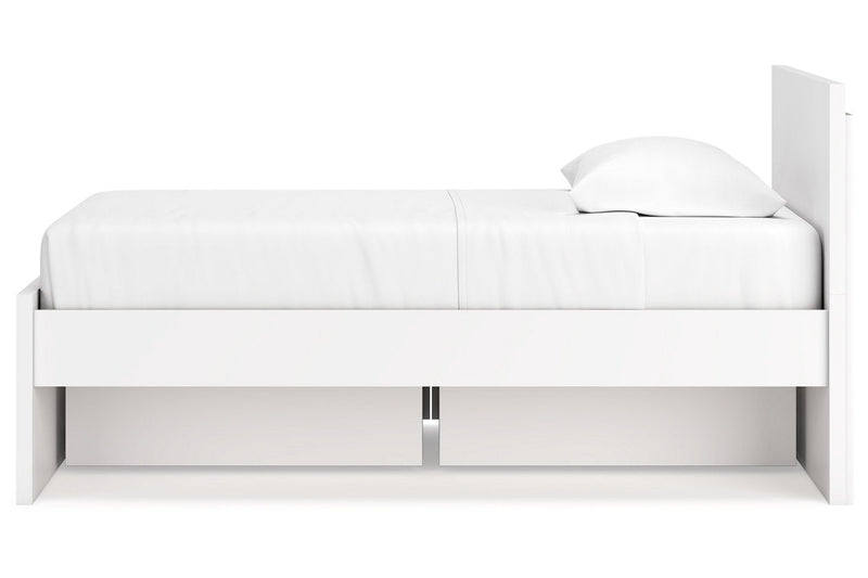 Onita White Twin Panel Platform Bed with 1 Side Storage -  Ashley - Luna Furniture