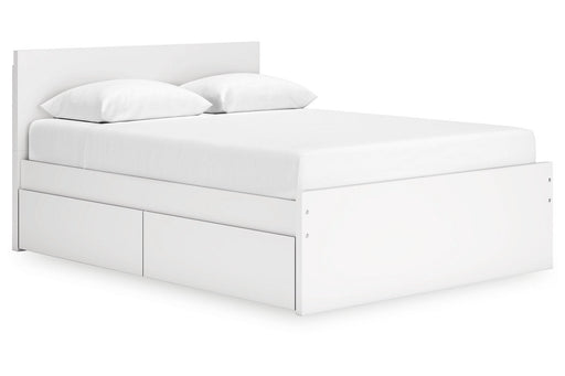 Onita White Queen Platform Bed with 1 Side Storage from Ashley - Luna Furniture