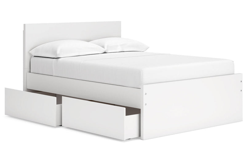 Onita White Full Panel Platform Bed with 1 Side Storage from Ashley - Luna Furniture