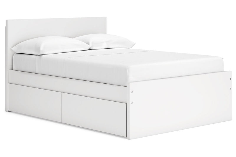 Onita White Full Panel Platform Bed with 1 Side Storage -  Ashley - Luna Furniture