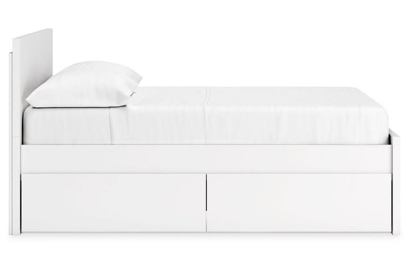 Onita White Full Panel Platform Bed with 1 Side Storage from Ashley - Luna Furniture