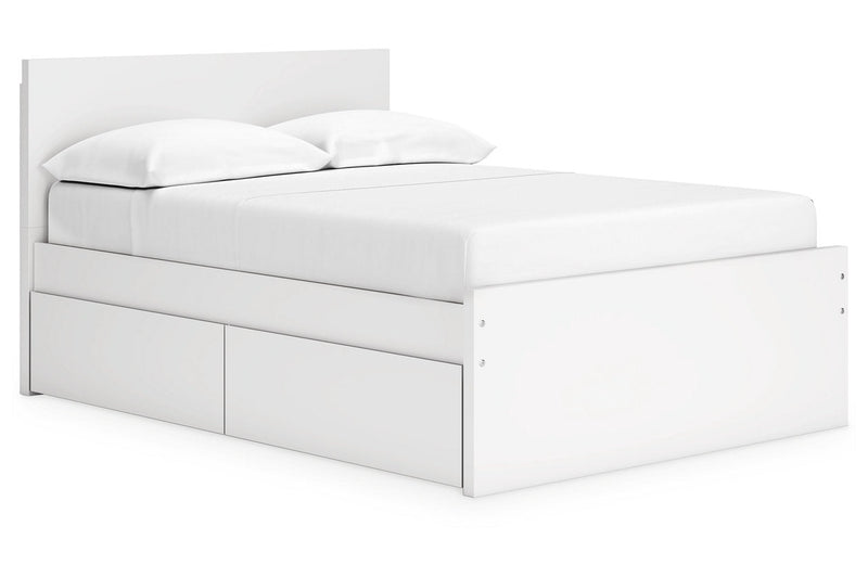 Onita White Full Panel Platform Bed with 2 Side Storage -  Ashley - Luna Furniture