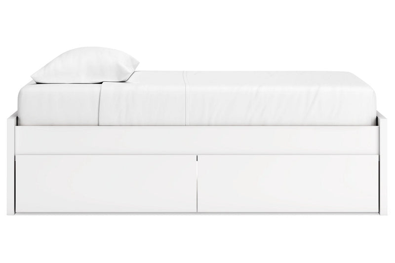 Onita White Twin Platform Bed with 1 Side Storage -  Ashley - Luna Furniture