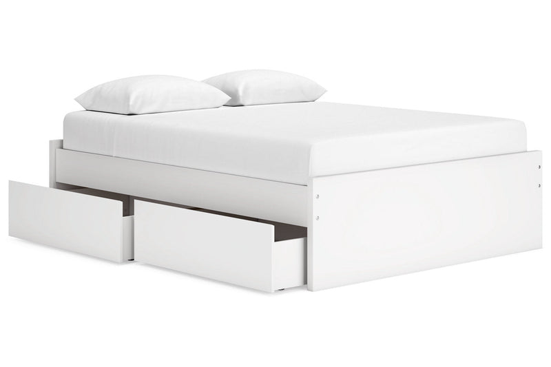 Onita White Queen Platform Bed with 2 Side Storage from Ashley - Luna Furniture