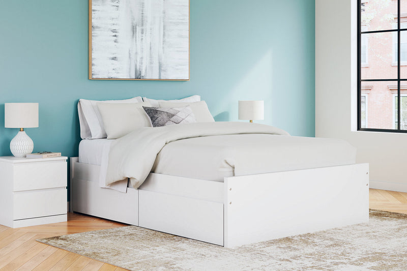 Onita White Queen Platform Bed with 2 Side Storage from Ashley - Luna Furniture