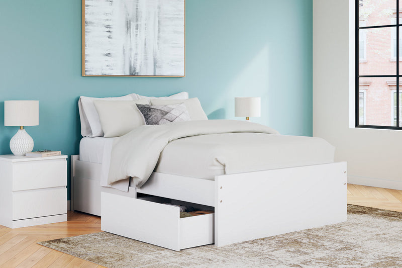 Onita White Full Platform Bed with 2 Side Storage -  Ashley - Luna Furniture