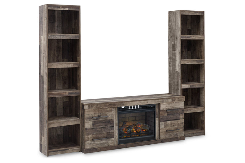 Derekson Multi Gray 3-Piece Entertainment Center with Electric Fireplace -  Ashley - Luna Furniture