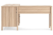 Battelle Tan 60" Home Office Desk with Return -  Ashley - Luna Furniture
