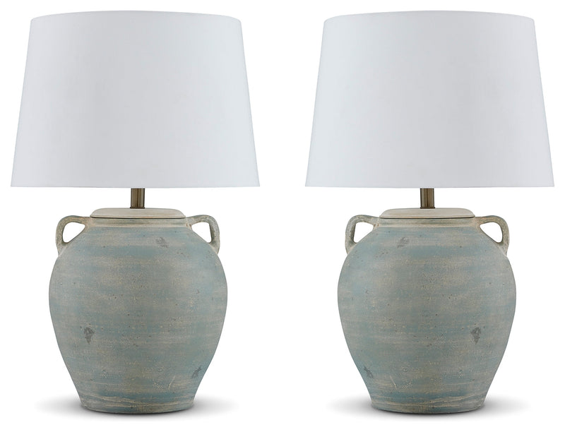 Shawburg Antique Green 2-Piece Table Lamp Set from Ashley - Luna Furniture