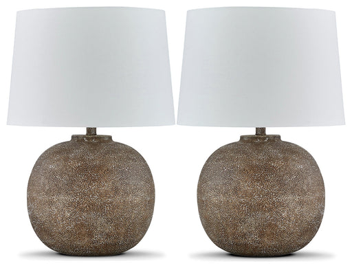 Neavesboro Antique Brown/White 2-Piece Table Lamp Set from Ashley - Luna Furniture