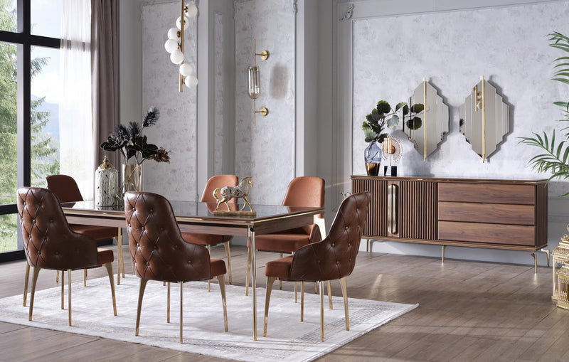 Montego Walnut/Carlino Marble Dining Table from Bellona - Luna Furniture