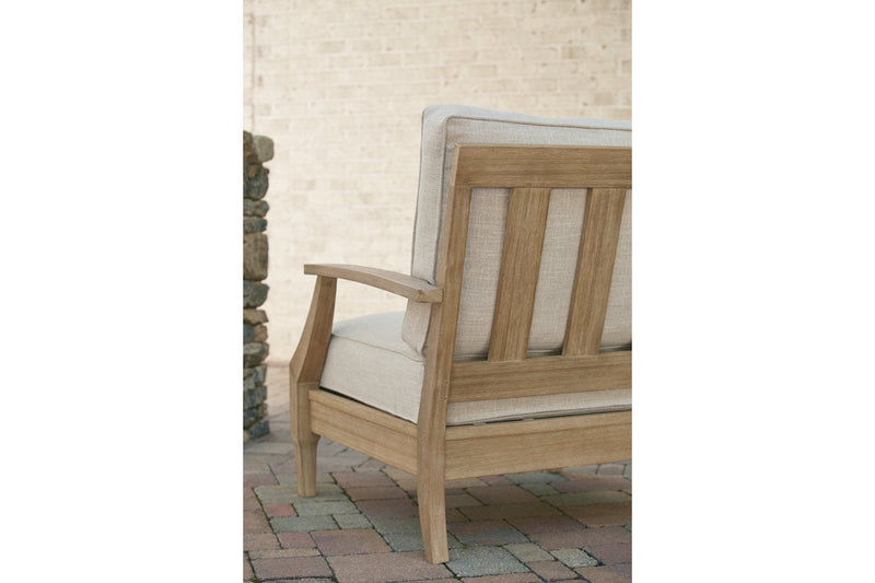 Clare View Beige Outdoor Loveseat and 4 Lounge Chairs -  Ashley - Luna Furniture