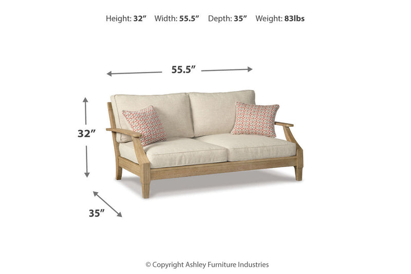 Clare View Beige Outdoor Sofa, Loveseat and Lounge Chair -  Ashley - Luna Furniture