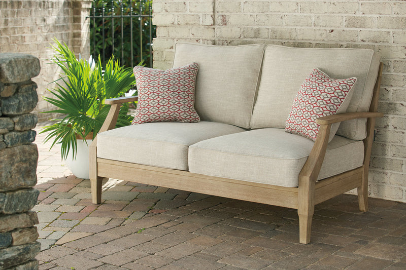 Clare View Beige Outdoor Loveseat and 4 Lounge Chairs -  Ashley - Luna Furniture