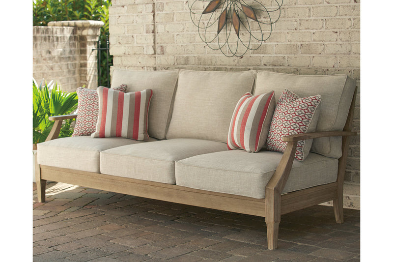 Clare View Beige Outdoor Sofa, Loveseat and Lounge Chair -  Ashley - Luna Furniture