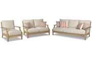 Clare View Beige Outdoor Sofa, Loveseat and Lounge Chair -  Ashley - Luna Furniture