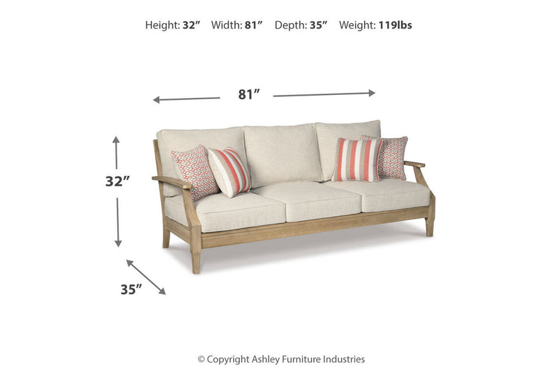 Clare View Beige Outdoor Sofa, Loveseat and Lounge Chair -  Ashley - Luna Furniture