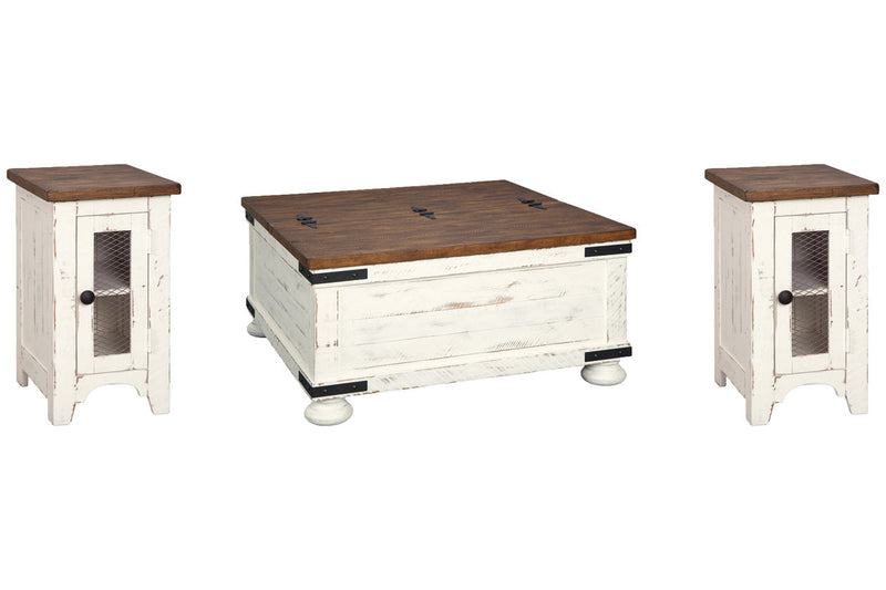 Wystfield White/Brown Coffee Table and 2 Chairside End Tables -  Ashley - Luna Furniture